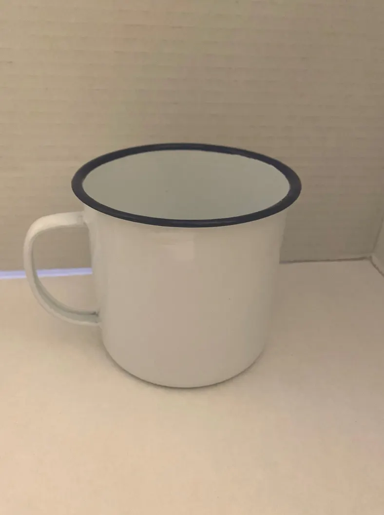 White Enamel Cup Emaye  Haitian and African style 